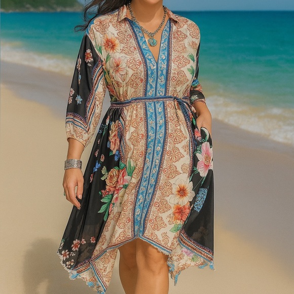 Johnny Was silk Geana Patsy dress NWT - Picture 3 of 14